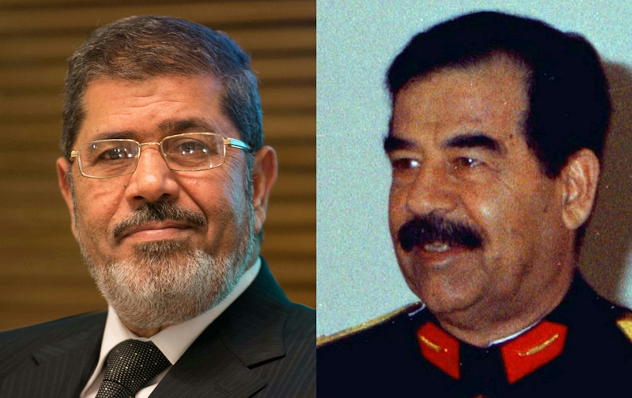 Mohamed Morsi, left, and Saddam Hussein.