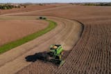 Steve Carlson, with Carlson Farms, harvest soy beans in his combine on Tuesday, Oct. 17, 2017 in Welch, Minn. ] AARON LAVINSKY &#xef; aaron.lavinsky@startribune.com