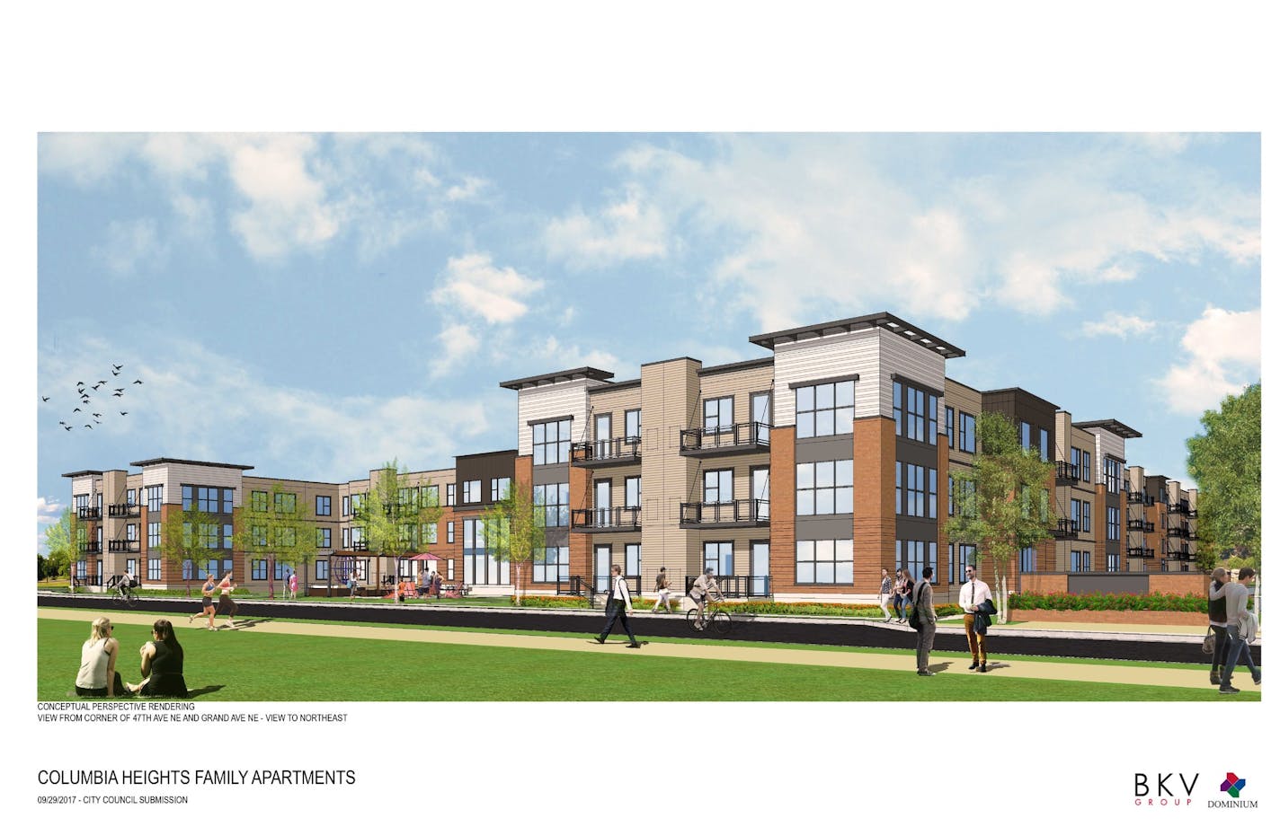 The two apartment buildings will be built on the old K-Mart site near the northeast corner of Central Ave. NE and 47th Ave. NE.