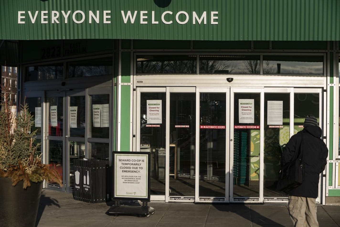 The Seward Co-op on Franklin Avenue in Minneapolis closed Sunday, March 15, after an employee tested positive for the novel coronavirus. The store is closed for deep cleaning until Tuesday.