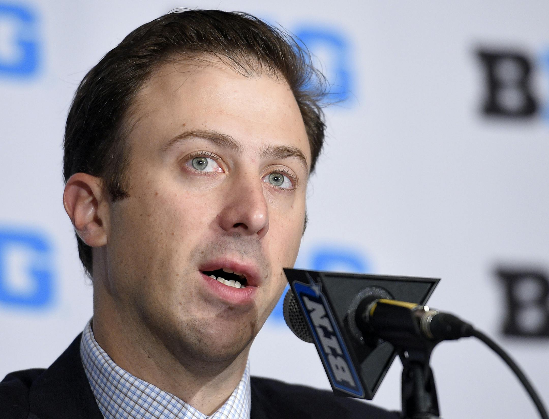 Minnesota head coach Richard Pitino speaks at a press conference during Big Ten NCAA college basketball media day, Thursday, Oct. 13, 2016, in Washington. (AP Photo/Nick Wass)