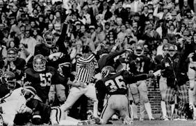 October 1977: The Gophers recovered a fumble during their upset of top-ranked Michigan.