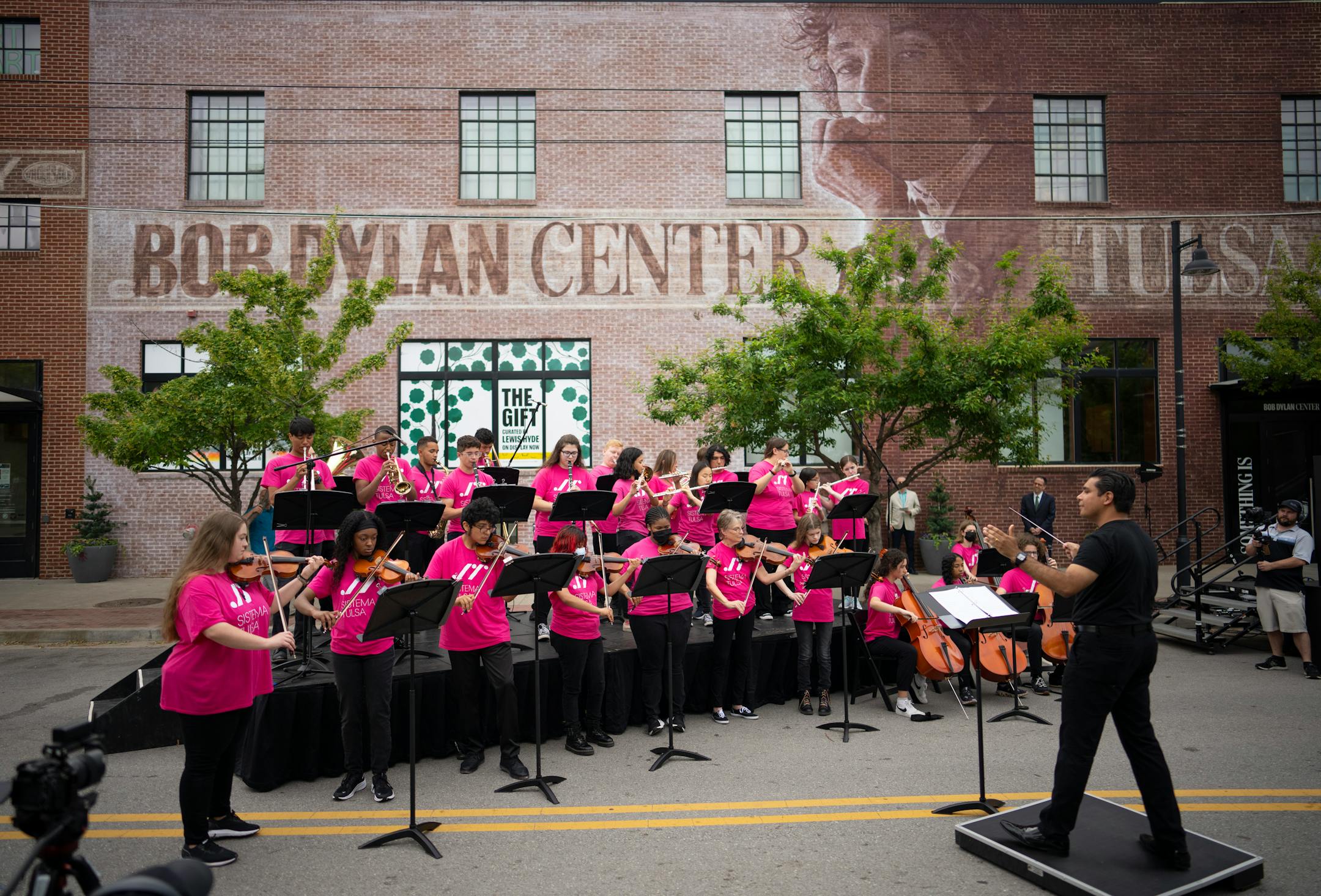 Sistema Tulsa, a youth orchestra, performed "Blowin' in the Wind" during the opening ceremony program for the Bob Dylan Center in Tulsa, Okla. on Tuesday, May 10, 2022.