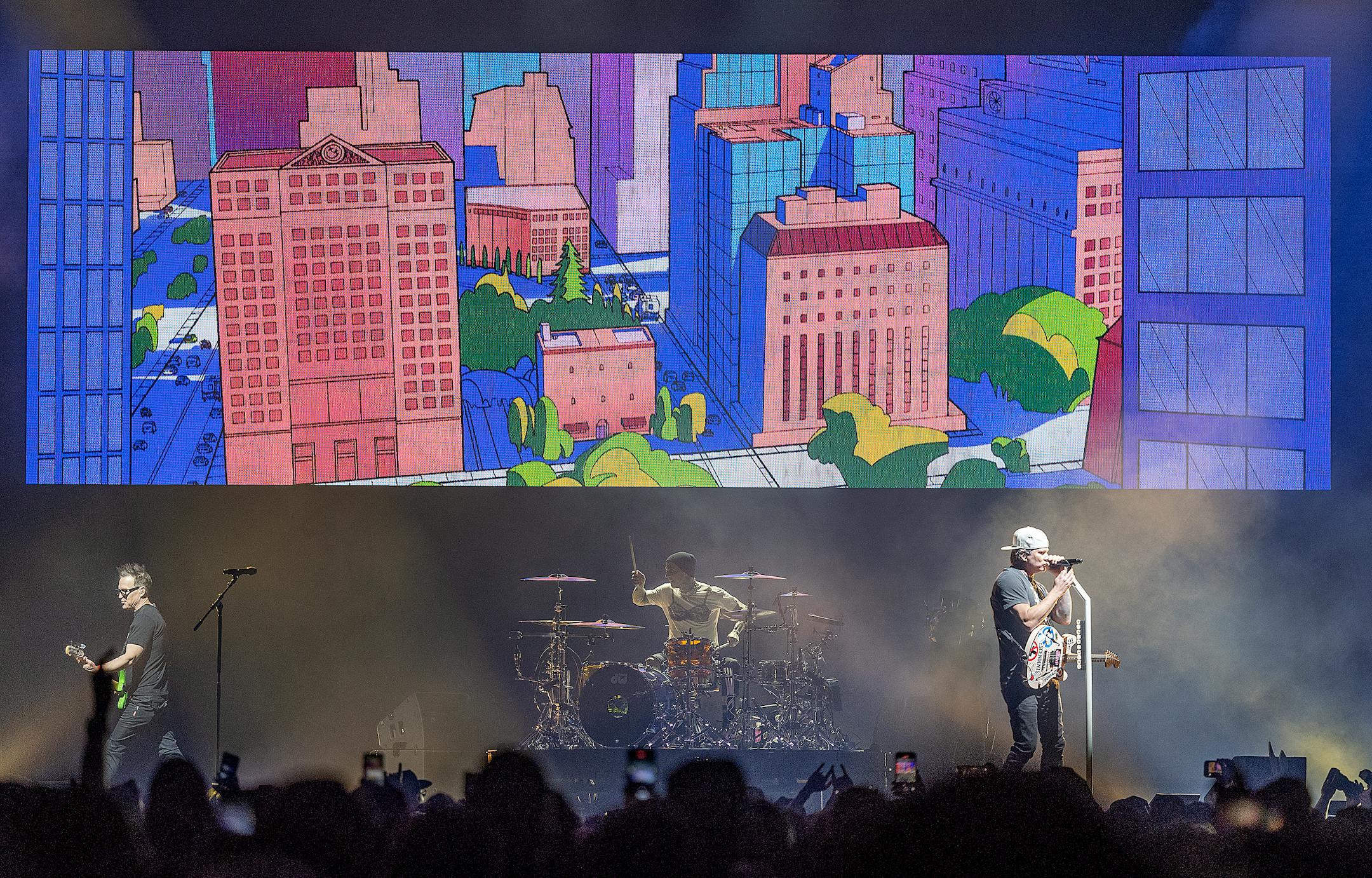Blink 182 takes the stage at the Xcel Energy Center.