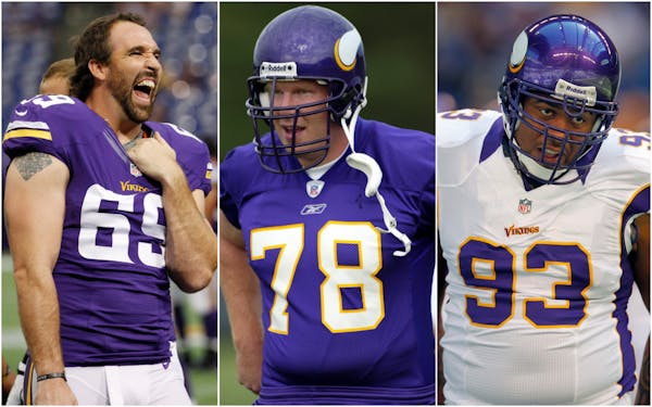 Jared Allen, Matt Birk and Kevin Williams are among the 122 players on the initial list to be considered for induction in the 2022 class of the Pro Fo