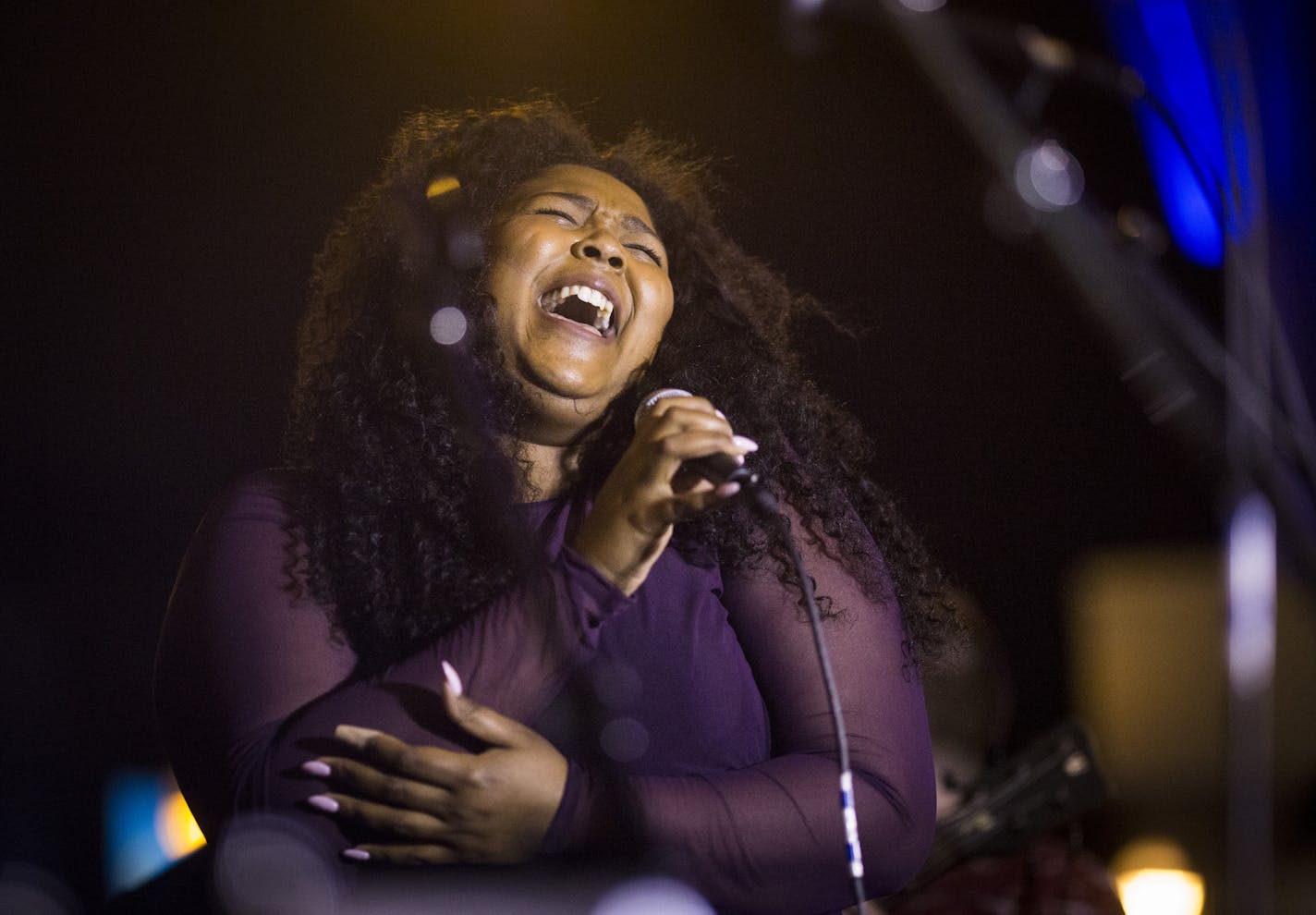 Lizzo performed for a huge crowd that came out for a Prince dance party outside of First Avenue on Thursday night, April 21, 2016. ] RENEE JONES SCHNEIDER * reneejones@startribune.com