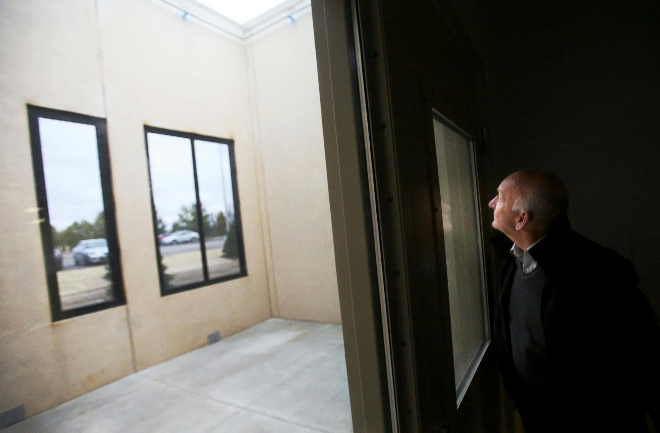 The Minnesota Security Hospital opened it's new $56 million facility to the public for a tour Wednesday, Oct. 12, 2016, in St. Peter, MN. Here, a visitor looks over a courtyard of the not yet completed new facility.