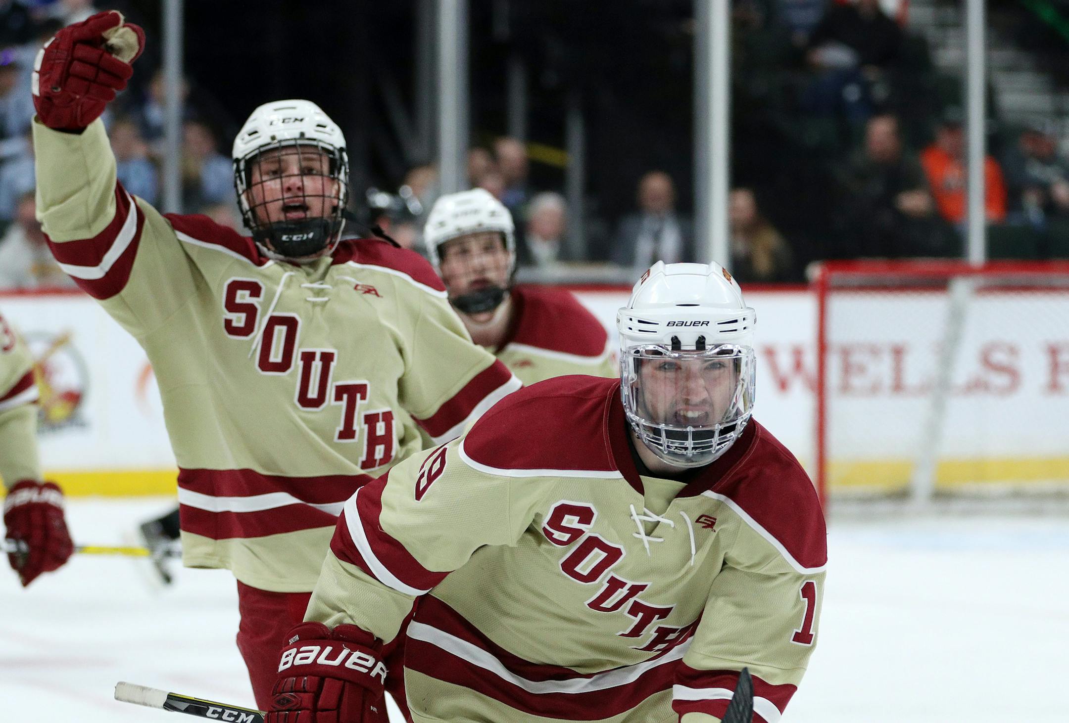 Lakeville South's Cory Checco, front, possesses a familiar surname for boys' hockey state tournament fans. Two cousins previously played in the tourney.
