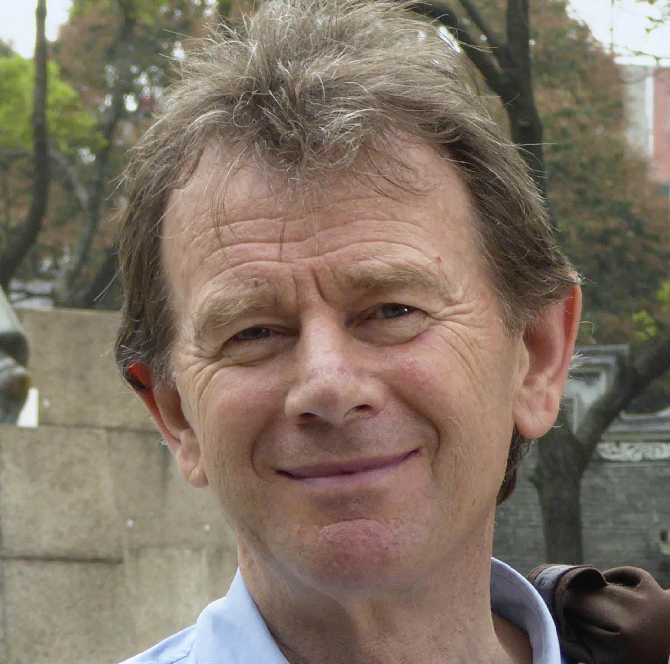 Michael Wood with statue of Lin Zexu, Opium war museum, Guangzhou. Wood's six-hour series, "The Story of China," premieres on PBS June 20. (PBS) ORG XMIT: 1203933