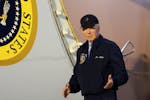 President Joe Biden walks down the steps of Air Force One at Dover Air Force Base in Delaware, Wednesday, July 17, 2024. Biden is returning to his hom