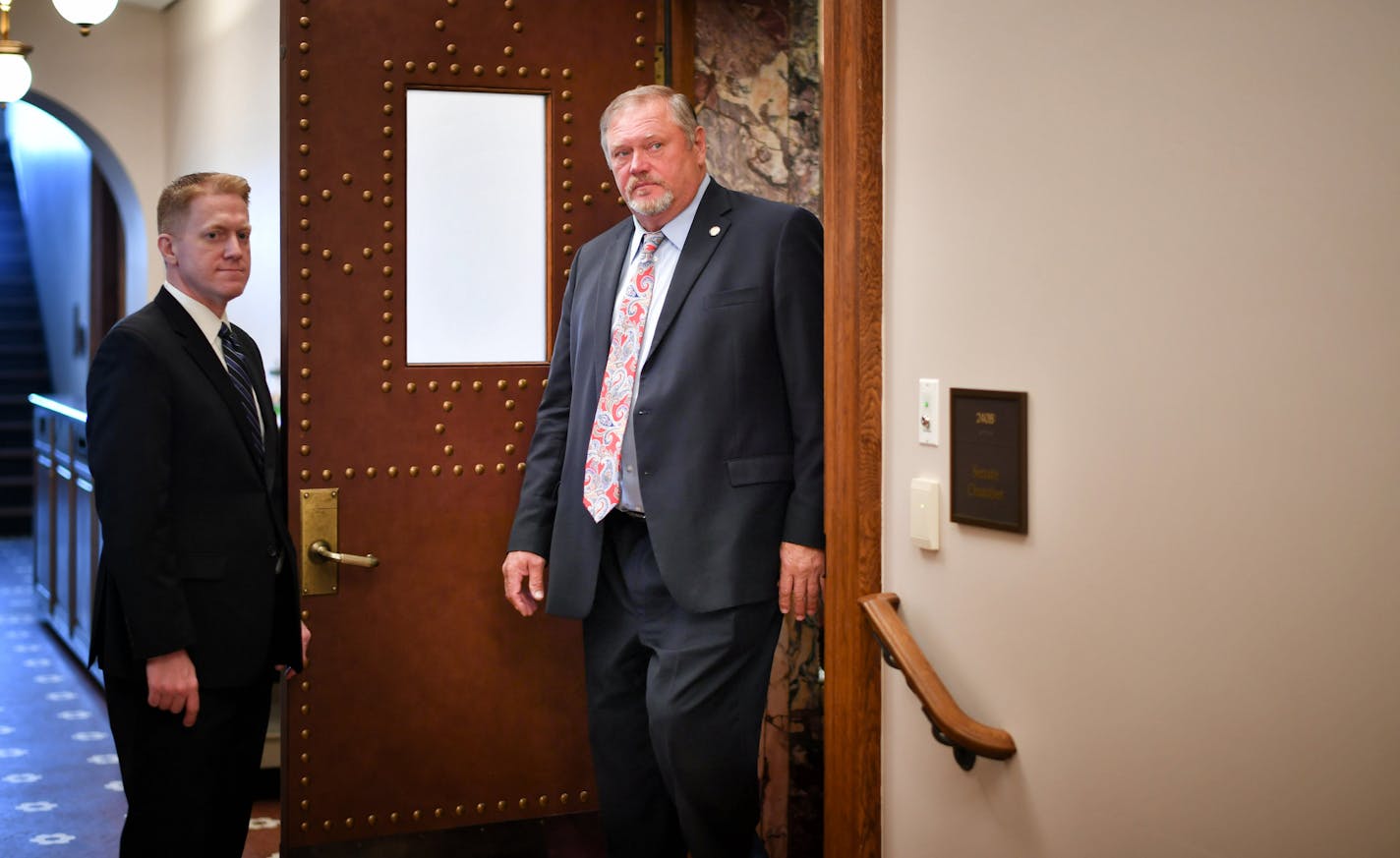 Senate Minority Leader Tom Bakk, in this February 2018 Star Tribune file photo, is shown leaving the Senate floor. ] GLEN STUBBE &#x2022; glen.stubbe@startribune.com