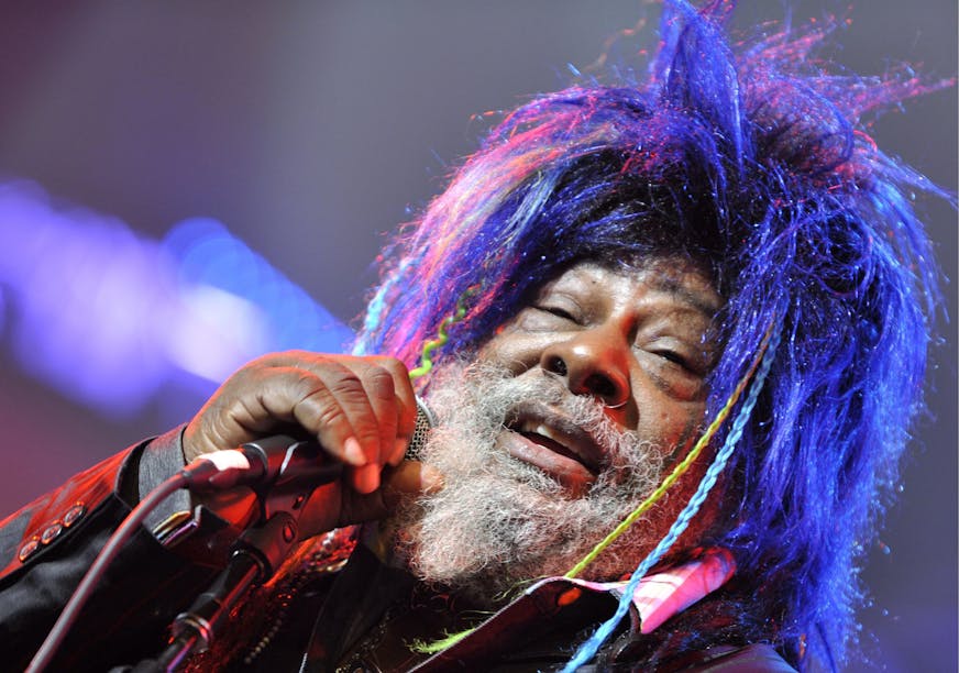 FILE - In this Nov. 12, 2009 file photo, American singer, songwriter and music producer George Clinton performs with the funk, soul and rock music collective Parliament-Funkadelic on stage at the Avo Session in Basel, Switzerland. Clinton and the Black Eyed Peas have settled a lawsuit in which the funk pioneer accused the pop group of improperly sampling his music. (AP Photo/Keystone, Georgios Kefalas, File) ORG XMIT: LA106