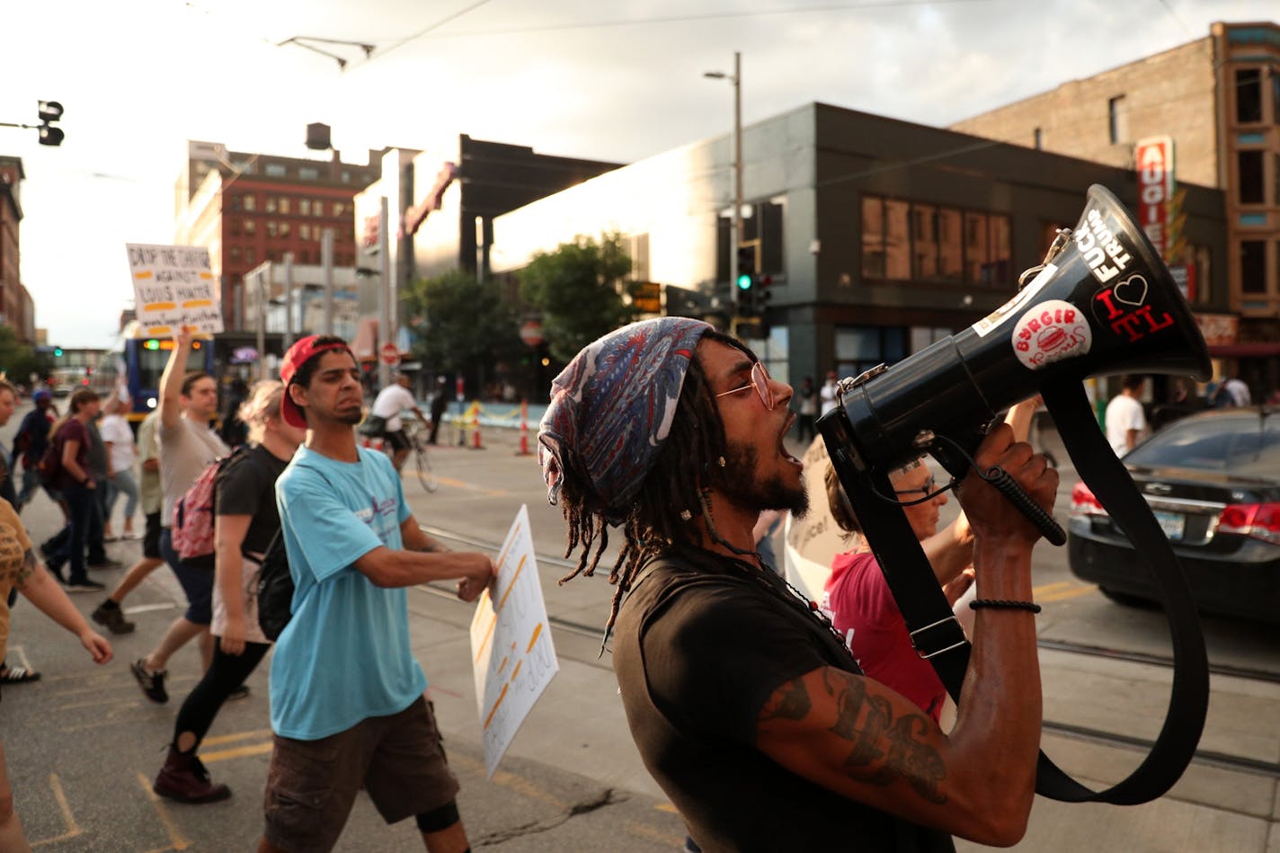 Protesters blocked traffic as they marched from Loring Park to City Hall.