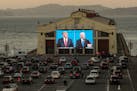The final presidential debate between then-President Donald Trump and Joe Biden, his Democratic challenger, was shown during a drive-up watch party in