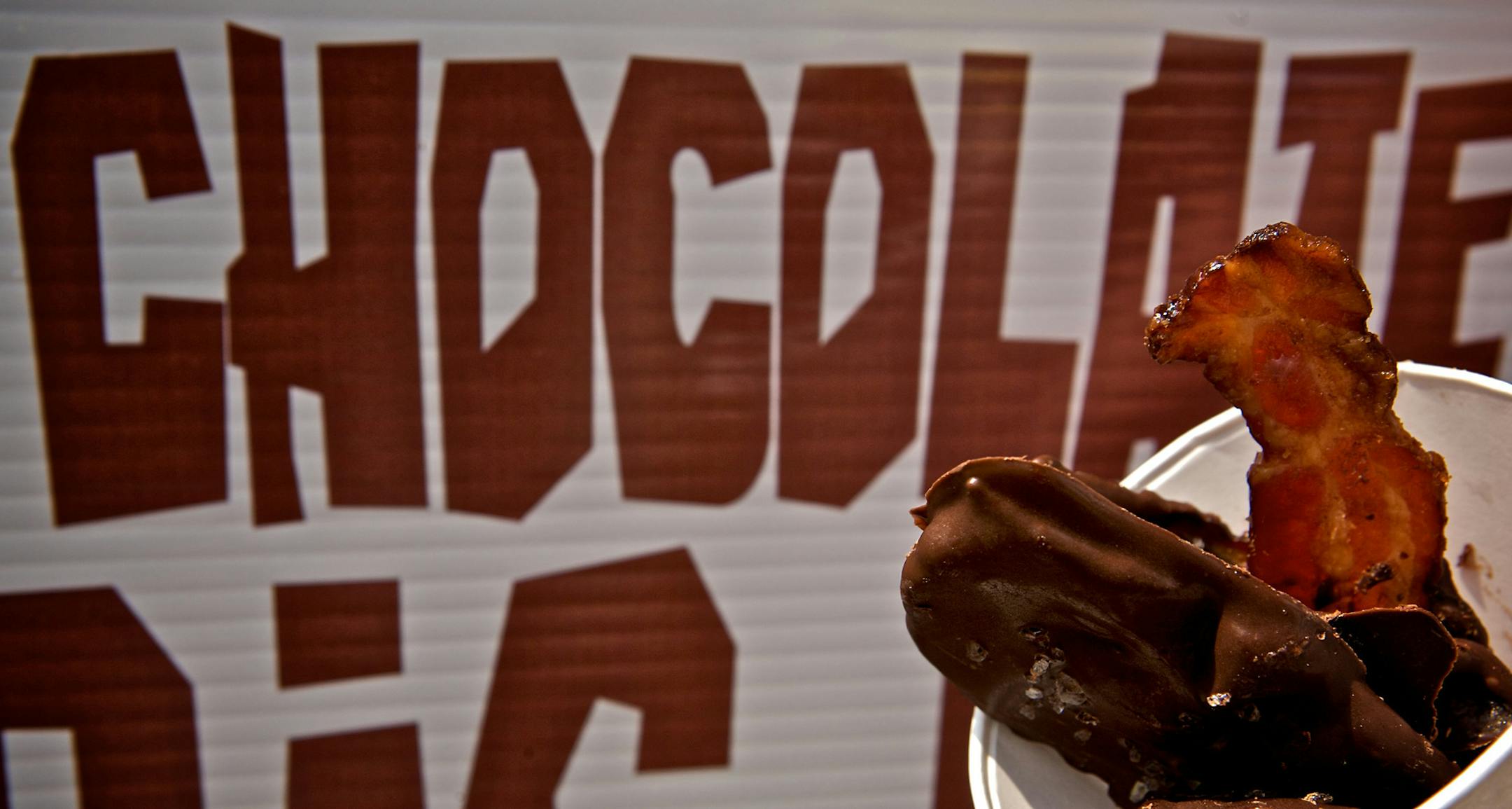 Chocolate-covered bacon at Famous Dave's.