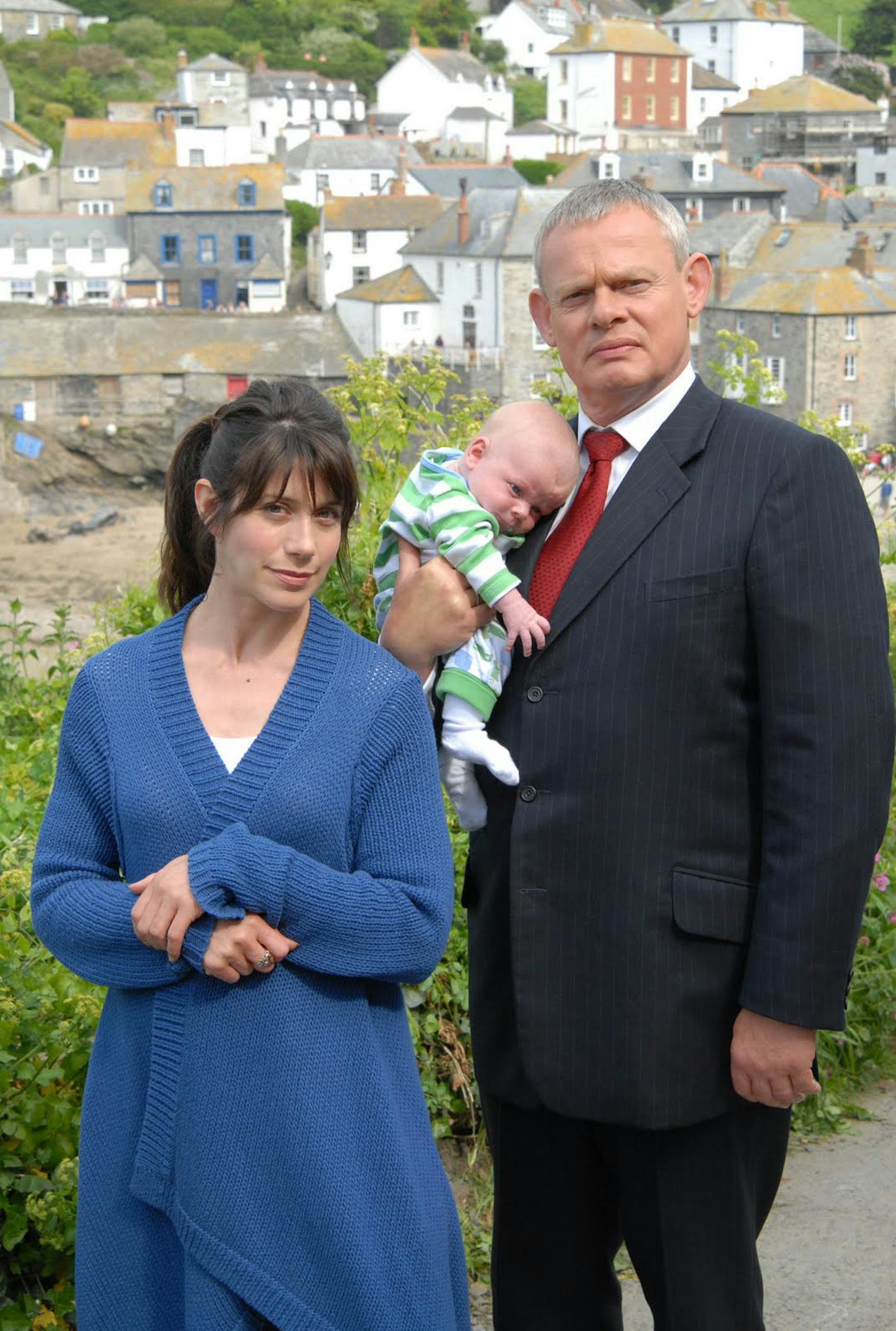 Martin Clunes as Dr. Martin Ellingham, Caroline Catz as Louisa Glasson in "Doc Martin"