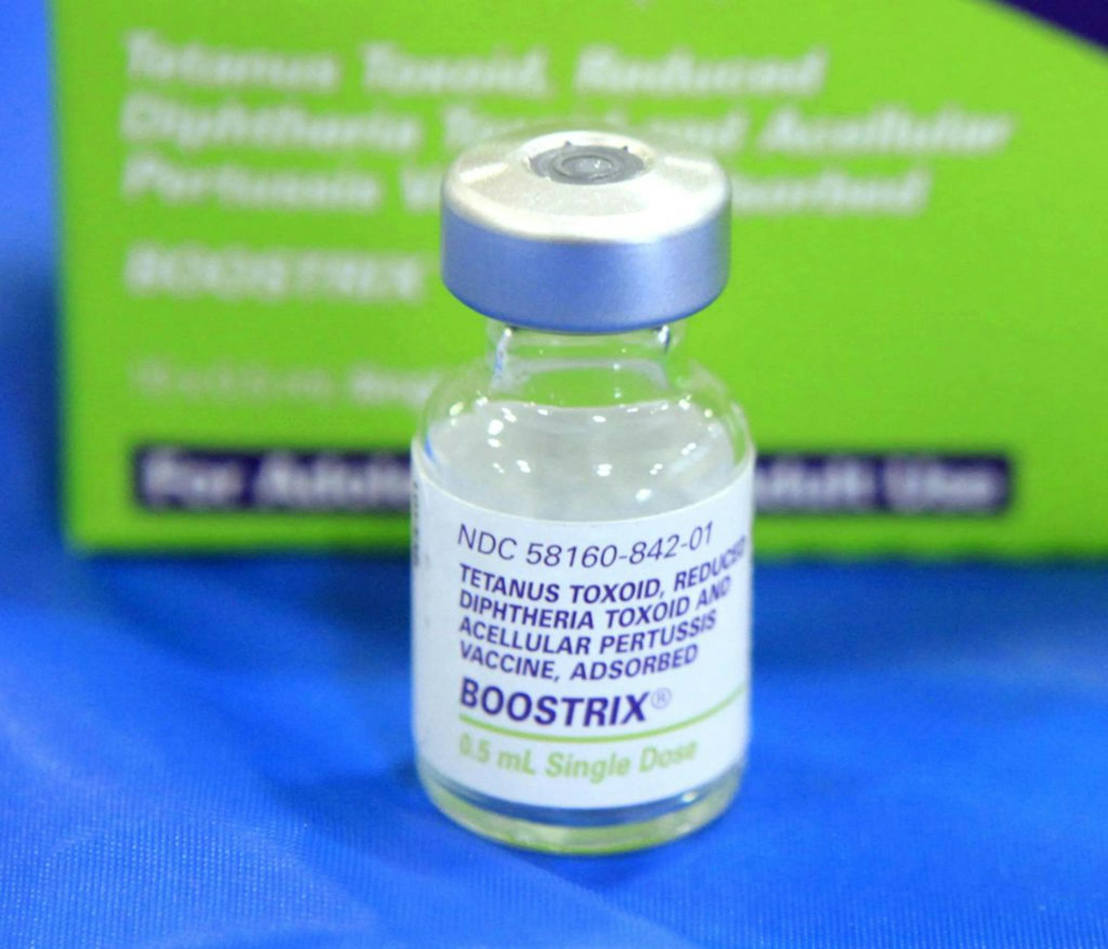 A dose of the tetanus, diphtheria and pertussis vaccine.