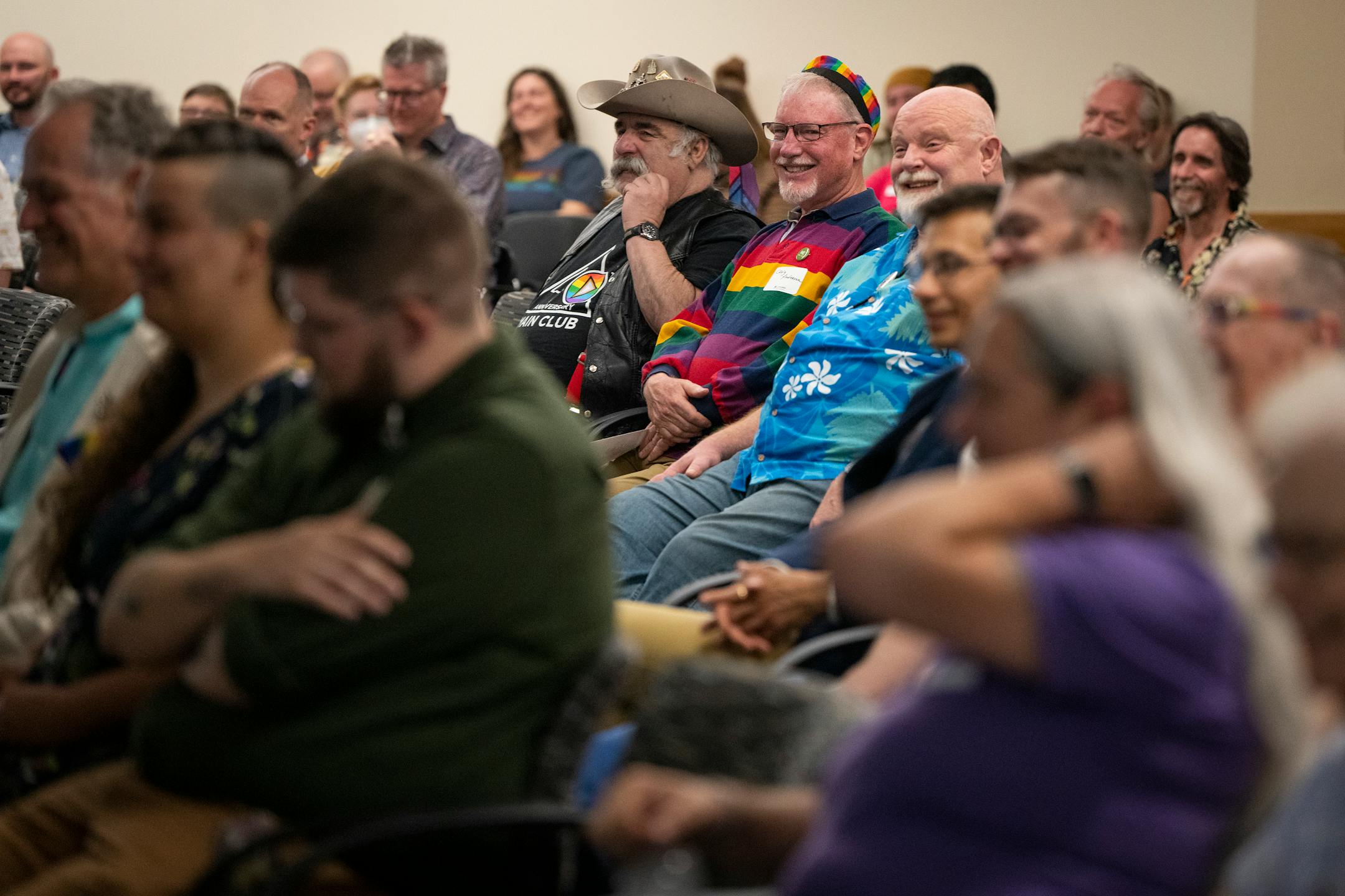 Guests smiled and laughed during the joyous celebration of life for Jean-Nickolaus Tretter.