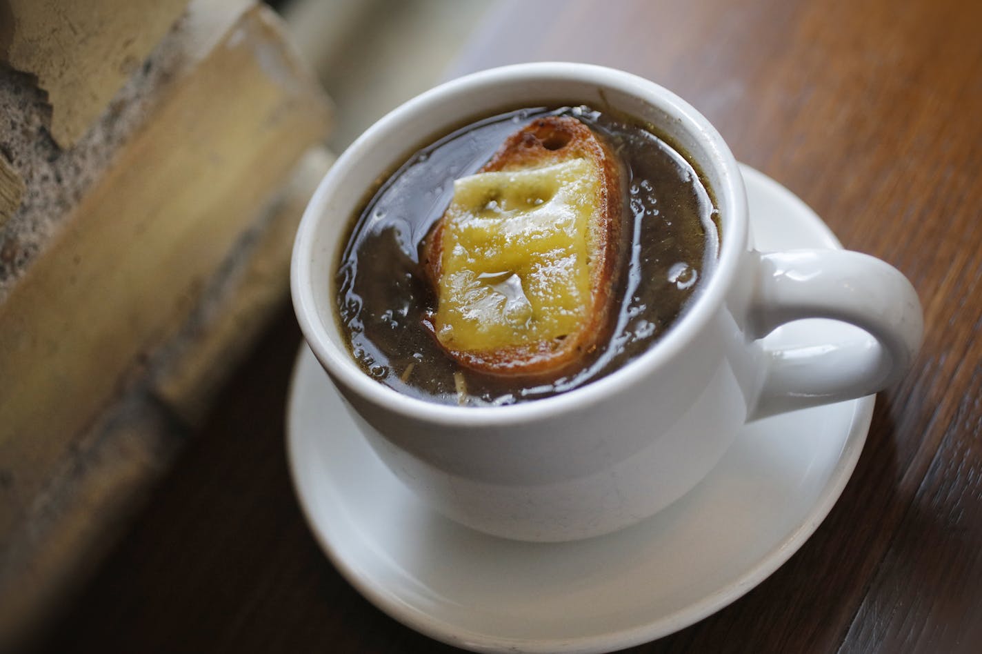 Whiskey onion soup at the Draft Horse.