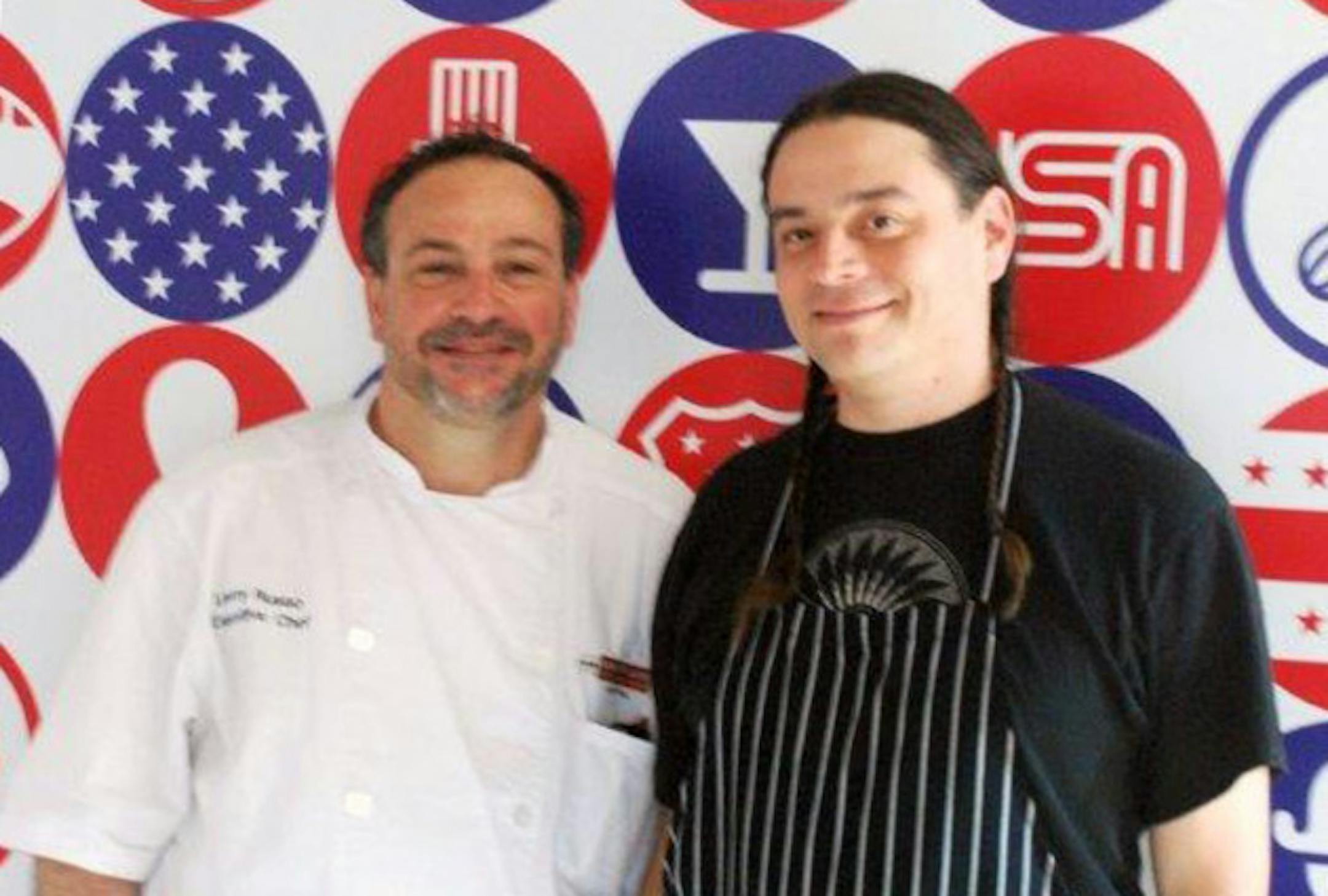 From left, chefs Lenny Russo and Sean Sherman at the World Expo Milan. Photos by Kjara Staric Wurst.