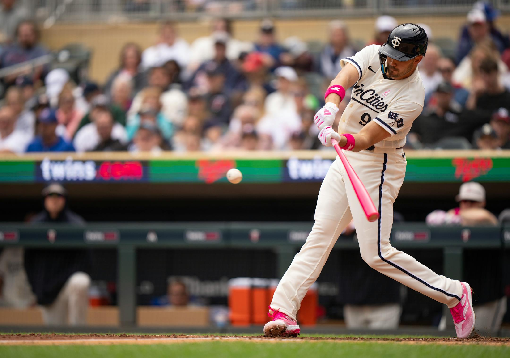 Minnesota Twins right fielder Trevor Larnach hit a three run homer in the third inning.