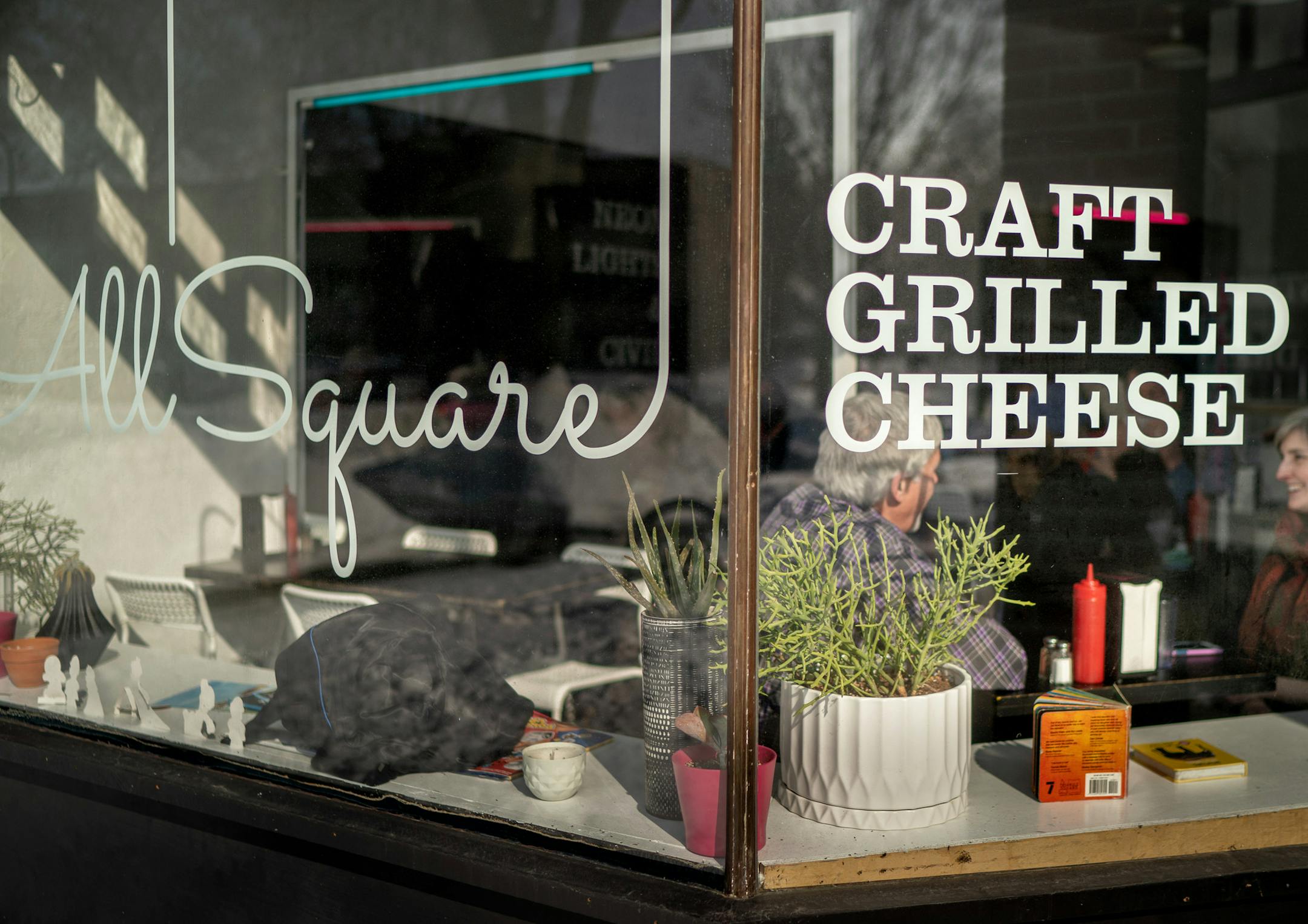 All Square grilled cheese shop. ] GLEN STUBBE • glen.stubbe@startribune.com Friday, February 22, 2019 Founded by a civil rights attorney, All Square grilled cheese shop employs formerly incarcerated people -- who often find it difficult to land a job -- giving them a chance to move forward after they've paid their debts to society. We come for the lunch rush (starts at 12) to see All Square and its employees in action. Around 1:30 when things quiet down, I'll be interviewing All Square fo