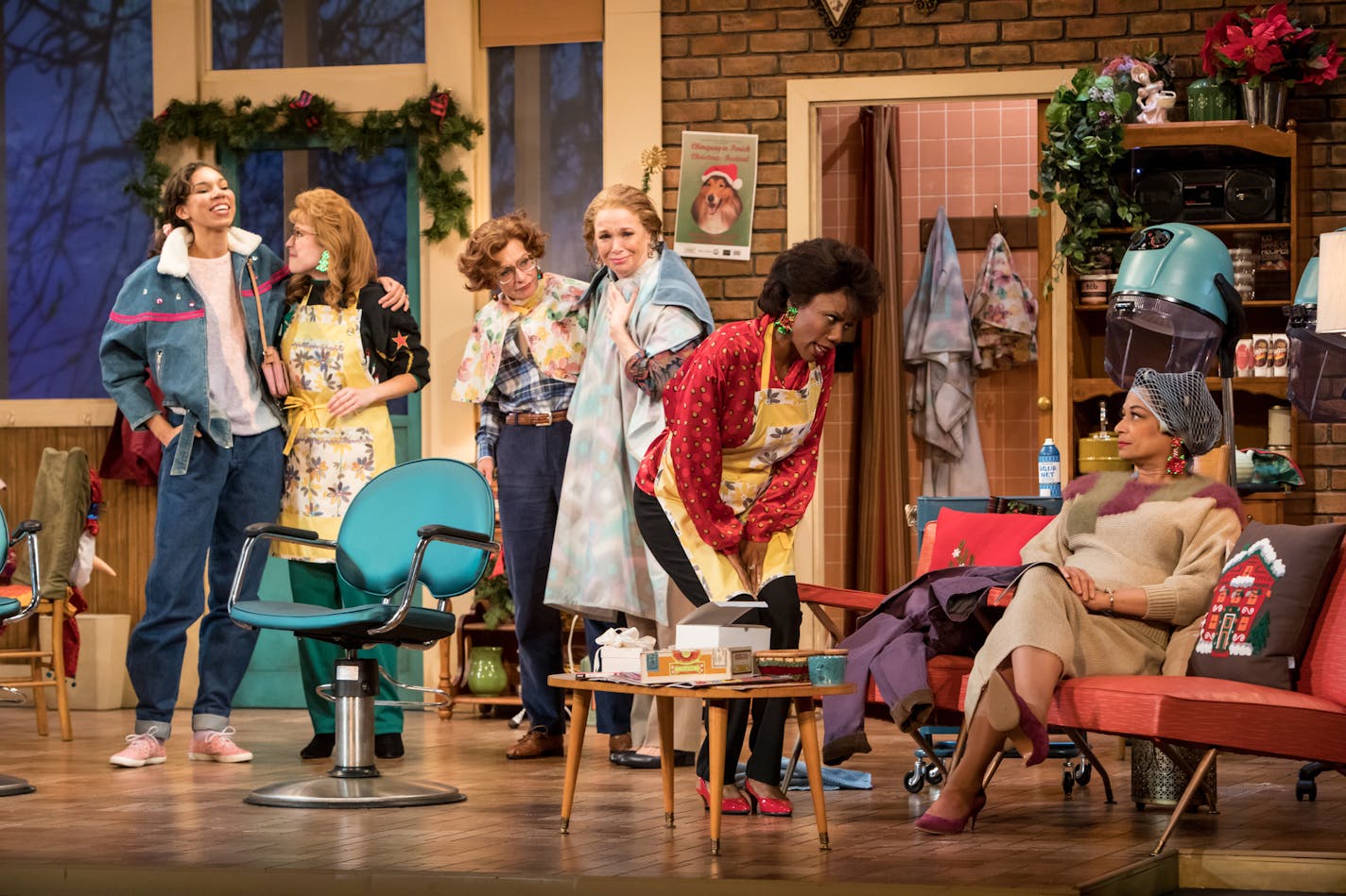 Nicole King, Adelin Phelps, Sally Wingert, Amy Van Nostrand, Austene Van and Melissa Maxwell in "Steel Magnolias" at the Guthrie Theater.