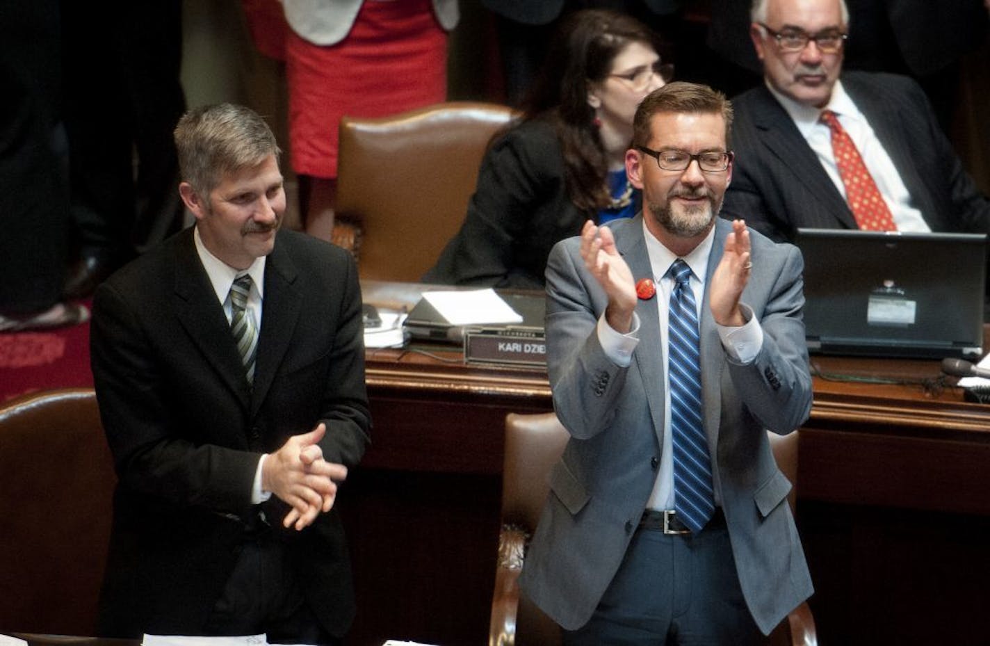 Senator Scott Dibble applauded when the bill passed 37-30. Monday, May 13, 2013