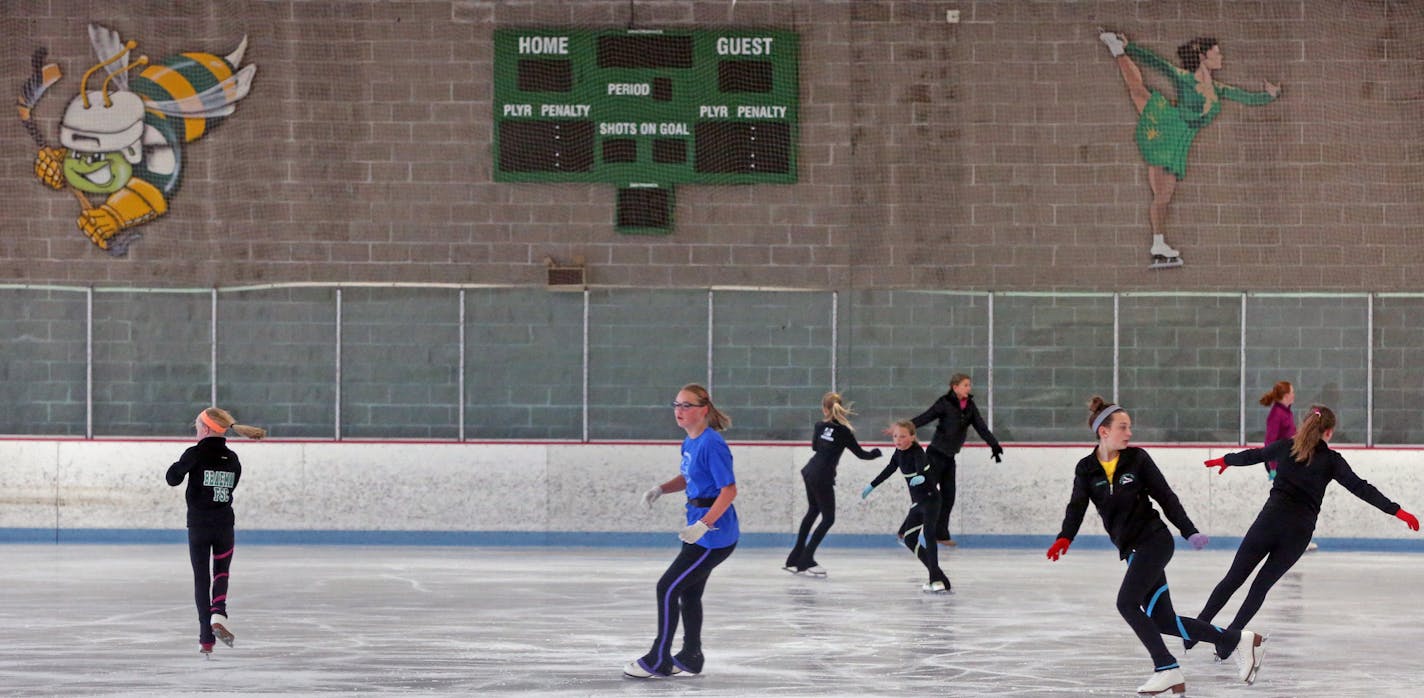 Figure skaters practiced at one of the rinks at Braemar Arena in Edina on 7/18/13.