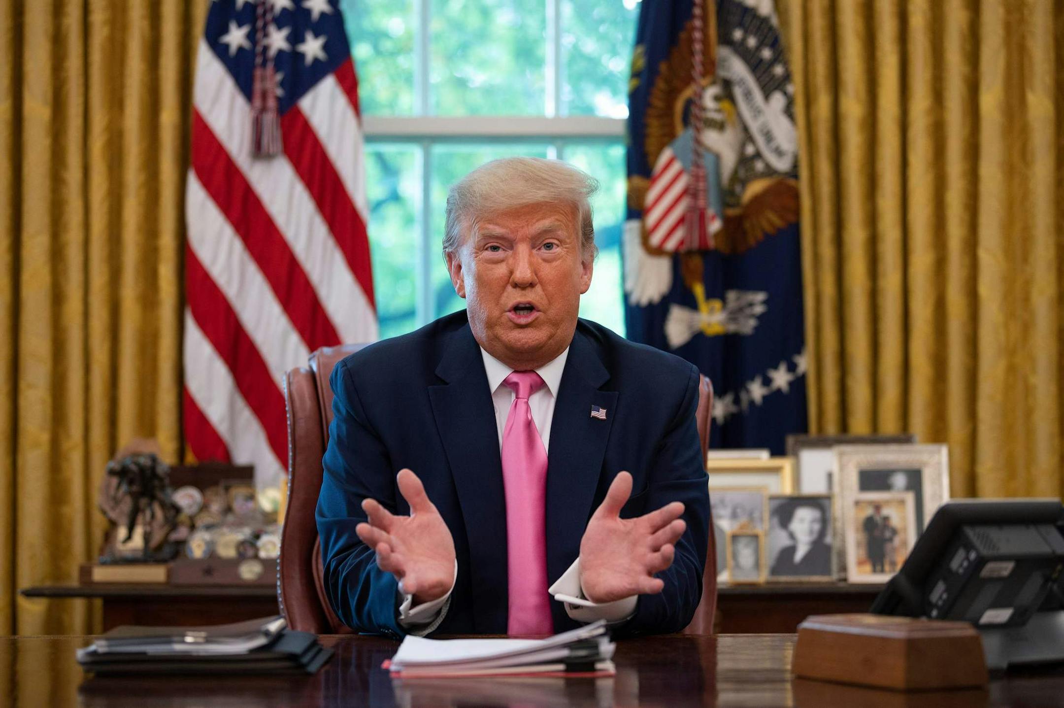 Donald Trump, presidente de EEUU, habla en la Casa Blanca, en Washington, DC, el 20 de julio de 2020. (JIM WATSON/Getty Images/TNS) ORG XMIT: 1720464