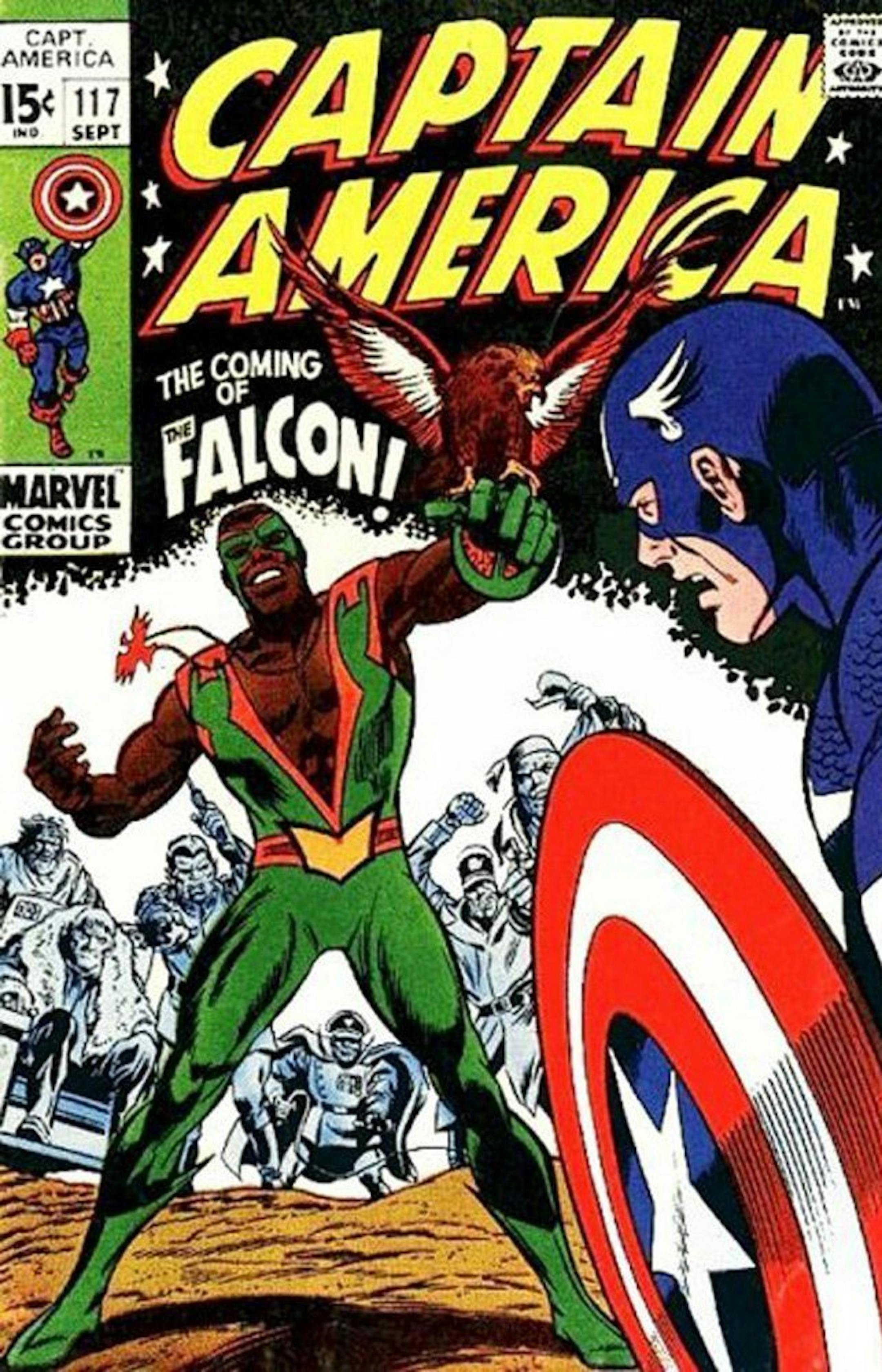 The Falcon first appeared in a green-and-orange ensemble in 1969, which he has since traded in for red-and-white togs. (Courtesy Marvel Entertainment Inc./MCT) ORG XMIT: 1151134
