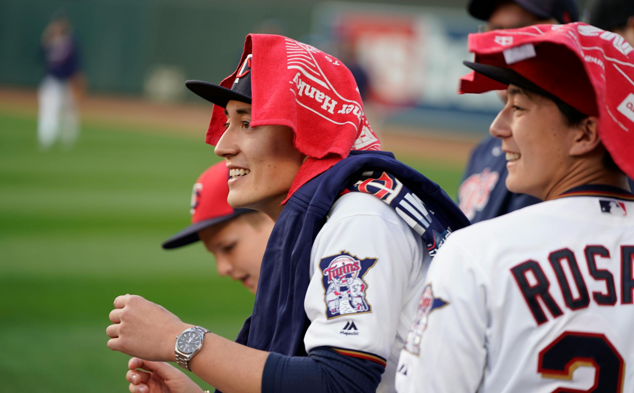 Brothers Chris and Ethan Behrend of Sioux Falls attended a Twins playoff game against the Yankees. CEO Dave St. Peter knows that baseball needs to connect with kids and young families.