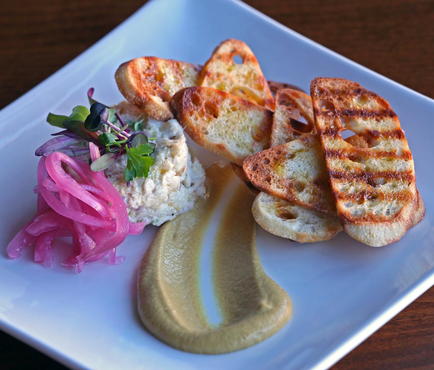 Smoked Walleye Rillette at the Lake & Irving restaurant and bar in Uptown, photographed on 1/17/14.] Bruce Bisping/Star Tribune bbisping@startribune.com bbisping@startribune.com Bruce Bisping/Star Tribune bbisping@startribune.com