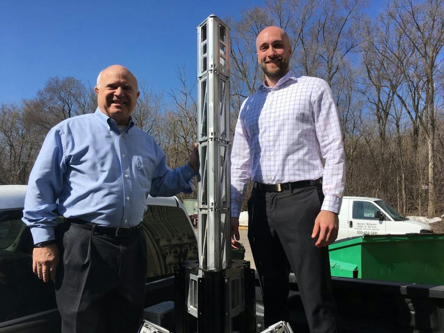 CEO John Norris and David Kensinger, vice president of engineering, of Tower Solutions, make telescopic towers that rise to 80 feet. Photo:Neal St. Anthony@startribune.com