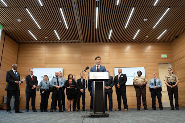 Mayor Jacob Frey spoke at the press conference. The City of Minneapolis' Office of Community Safety worked with local, state, and federal partners to 