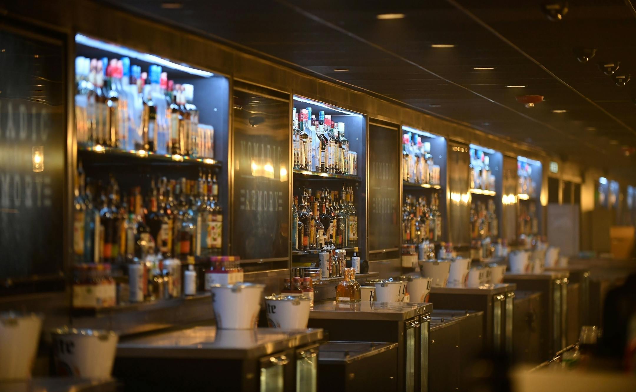 Bars at the newly reborn Armory in downtown Minneapolis.