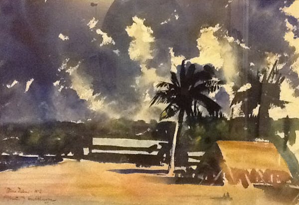 This watercolor by Walter Huchthausen has been with a cousin since the 1940s.