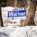 Signs in Stacy, MN. DFL candidate for House of Representatives seat 32B Laurie Warner.