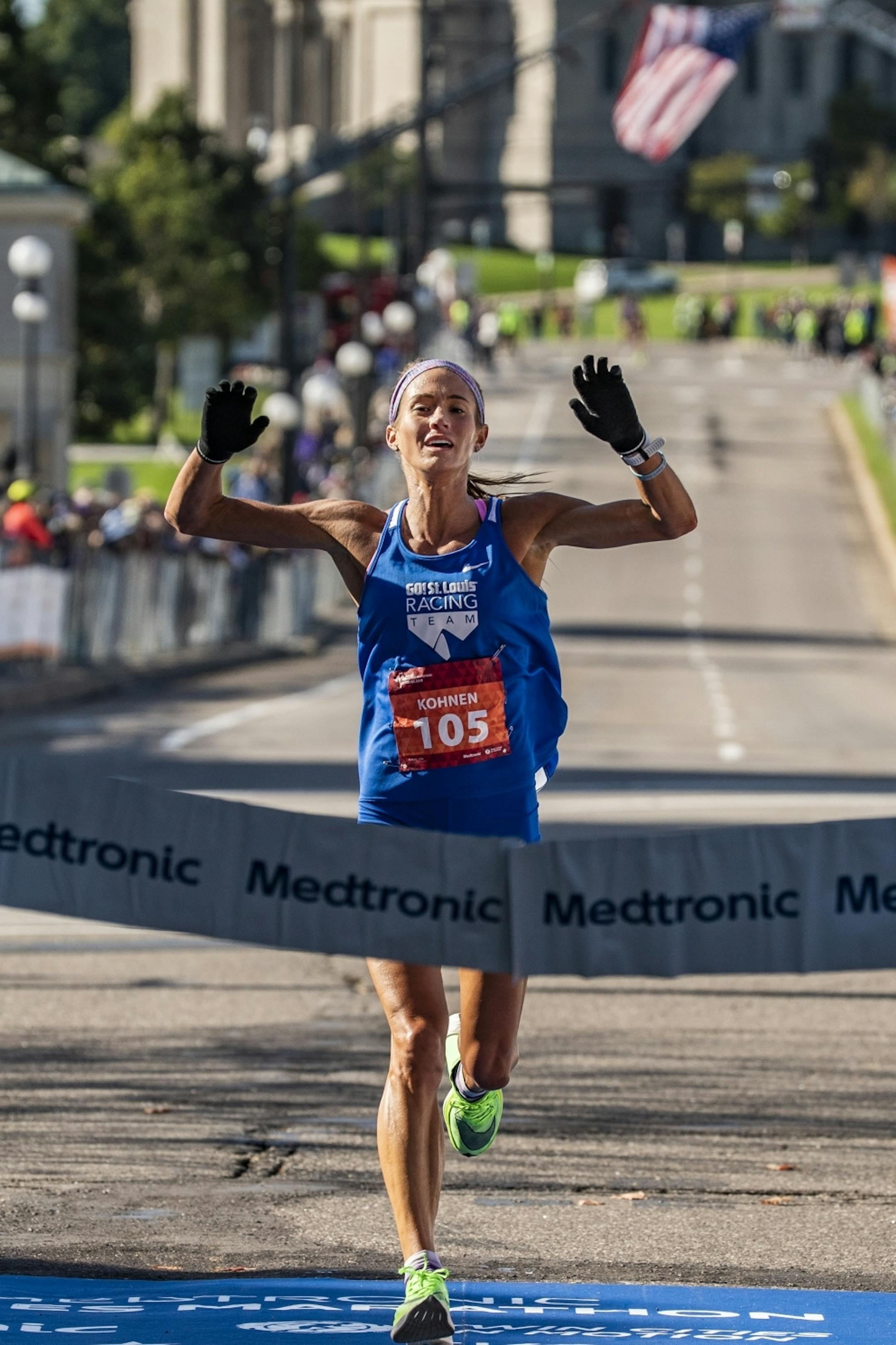 Julia Kohnen finished in first place in the women's category for the Twin Cities Marathon in a time of2:31:29.