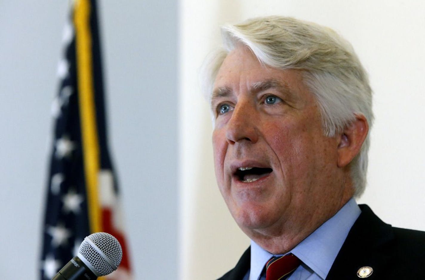 FILE - In this Oct. 24, 2018 file photo, Virginia Attorney General Mark Herring announces a new Clergy Abuse Hotline his office is launching as he addressed a press conference at his office in Richmond, Va. Herring admitted to wearing blackface decades ago. In a statement issued Wednesday, Feb. 6, 2019, Herring said he wore brown makeup and a wig in 1980 to look like a black rapper during a party as an undergraduate at the University of Virginia.