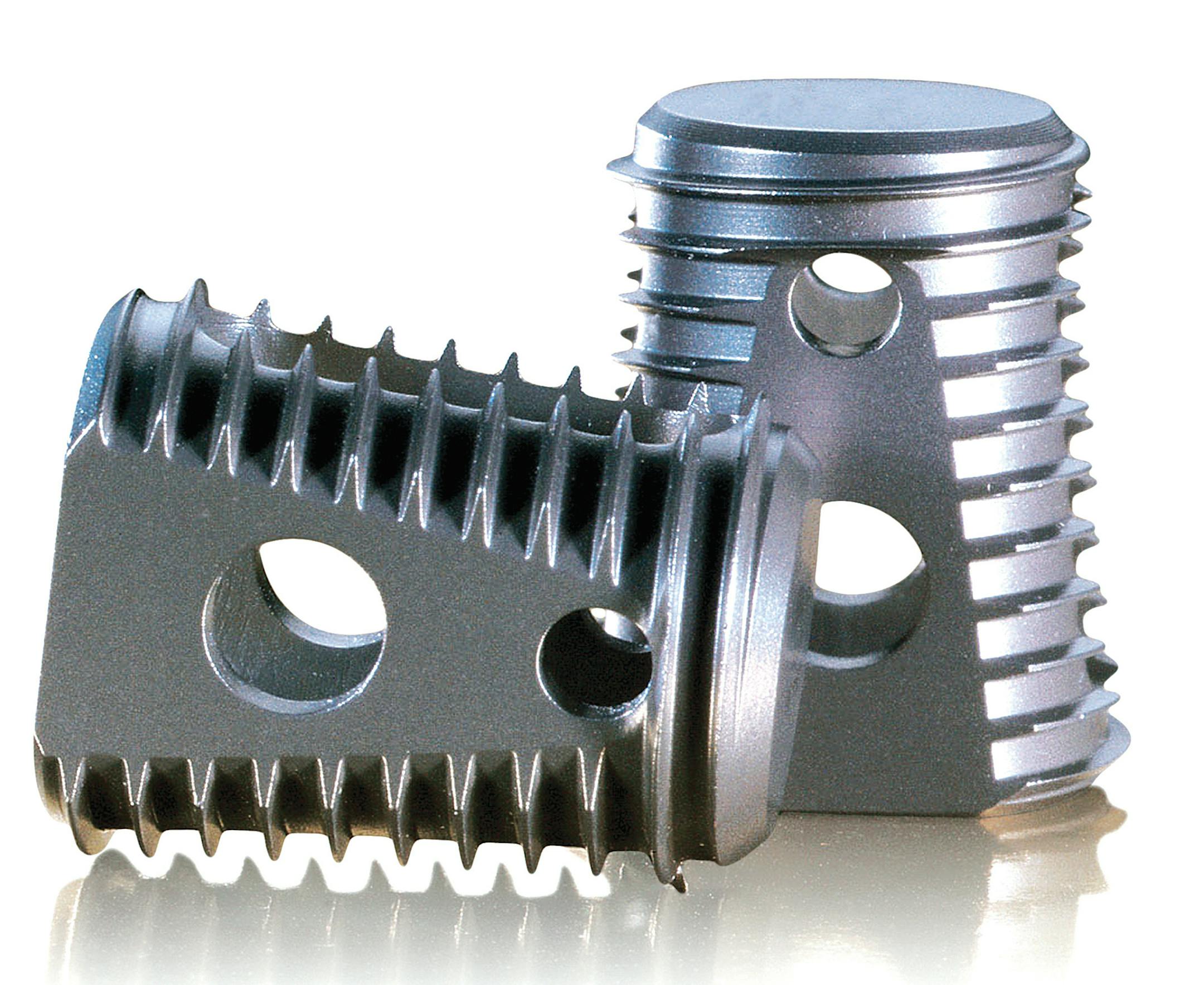 An undated company photo of Medtronic's LT-Cage Device which uses Infuse Bone Graft. Patients who received a bioengineered protein during spinal fusion procedures to correct neck pain had far more complications than patients who did not get it, according to a study released Tuesday. The study, published Tuesday in The Journal of the American Medical Association, reinforces previous concerns about the use of the proteins in fusion procedures to treat upper spine, or cervical, pain. The substances