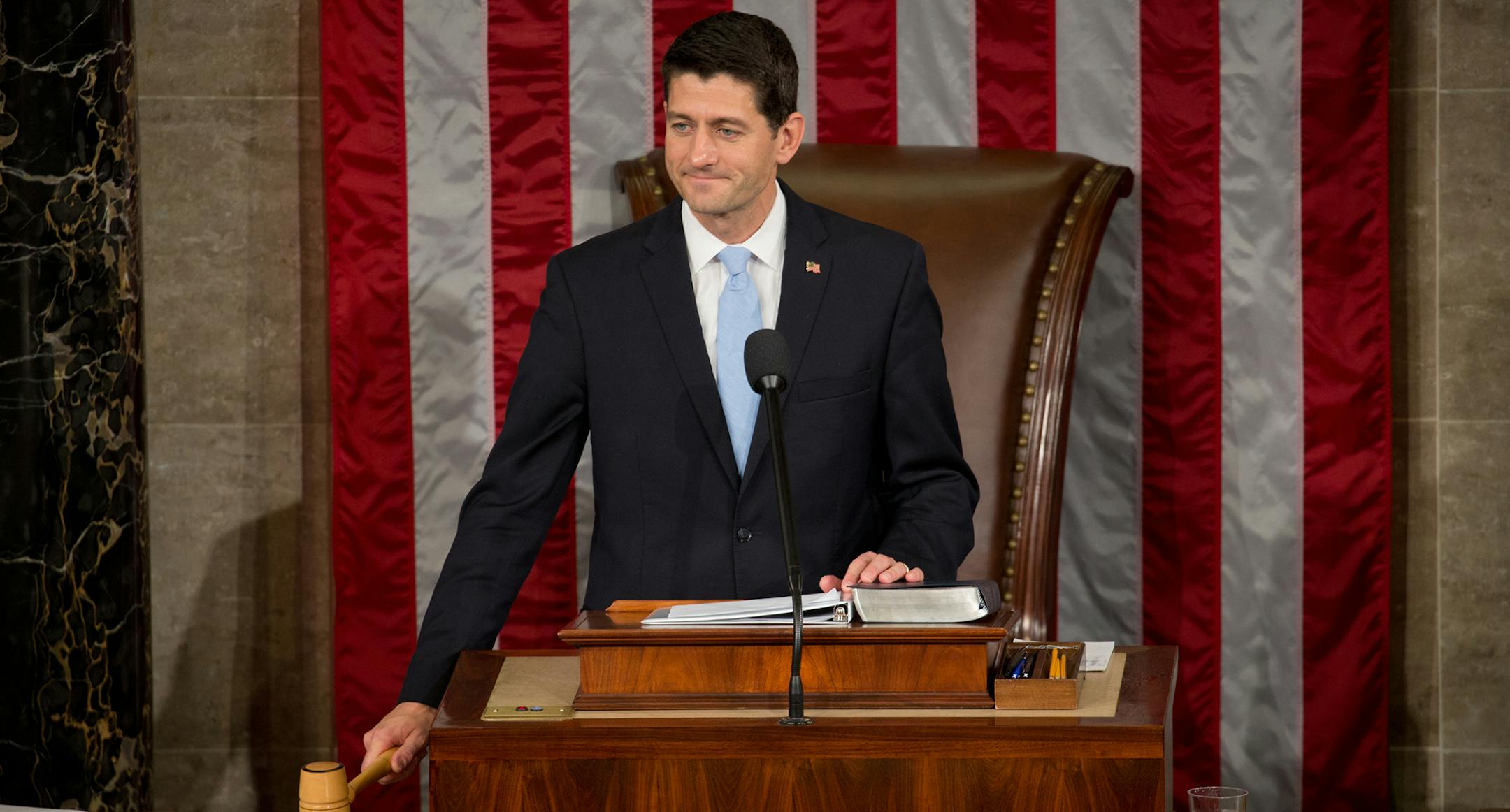 Newly elected House Speaker Paul Ryan (R-Wis.) bangs the gavel in the House Chamber at the Capitol, in Washington, Oct. 29, 2015. Ryan was elected the 62nd speaker of the House Thursday, taking the gavel that he never sought to wield from John Boehner (R-Ohio), who relinquished it under fire.