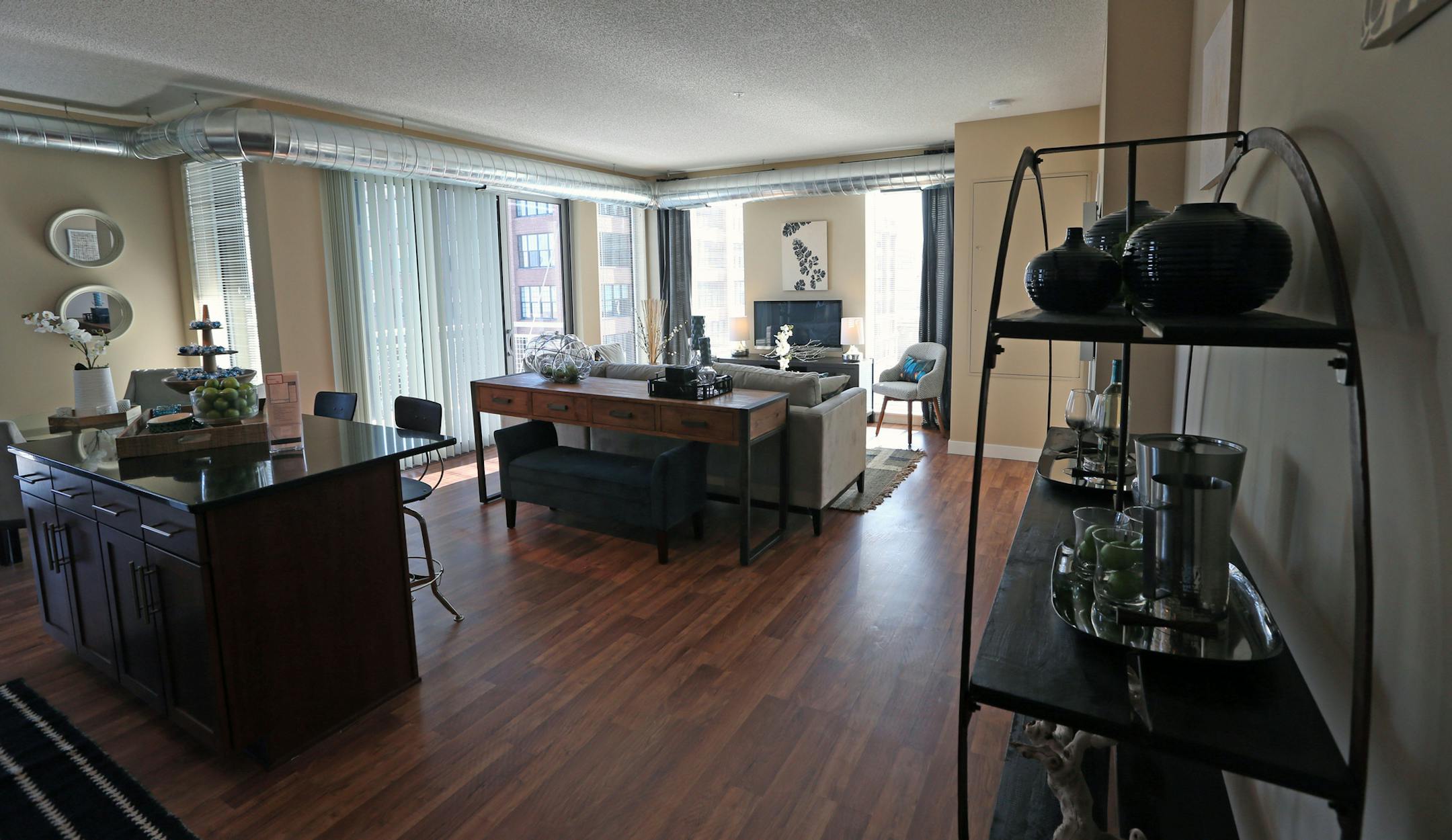 Two bedroom unit at the Penfield apartments in downtown St. Paul on 2/6/14. After 10 years of planning, downsizing and finally a takeover by the city -- which served as its developer -- the Penfield, a building of market-rate apartments in downtown St. Paul, marked its grand opening Thursday. A look at where things stand and whether the city is close to selling it to a private developer.] Bruce Bispng/Star Tribune bbisping@startribune.com Chris Coleman/source.