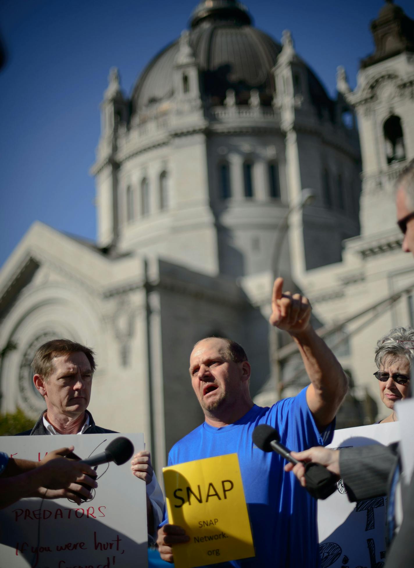 Dale Scheffler, center told how he was abused in his early teens by Fr. Robert Kapoun, who was found guilty of abuse at a trial. Scheffler was angered by reports that the former priest is getting paid a monthly "bonus," not being supervised, lives in a $500,000 lakeside home and has not been defrocked. Thursday, October 10, 2013 ] GLEN STUBBE * gstubbe@startribune.com