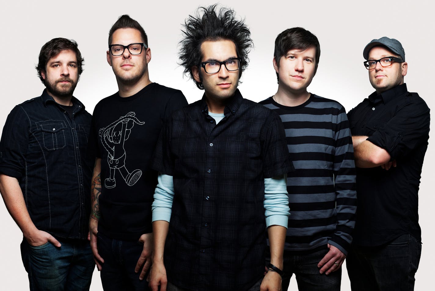 Motion City Soundtrack, from left: Tony Thaxton, Jesse Johnson, Justin Pierre, Matthew Taylor and Joshua Cain.