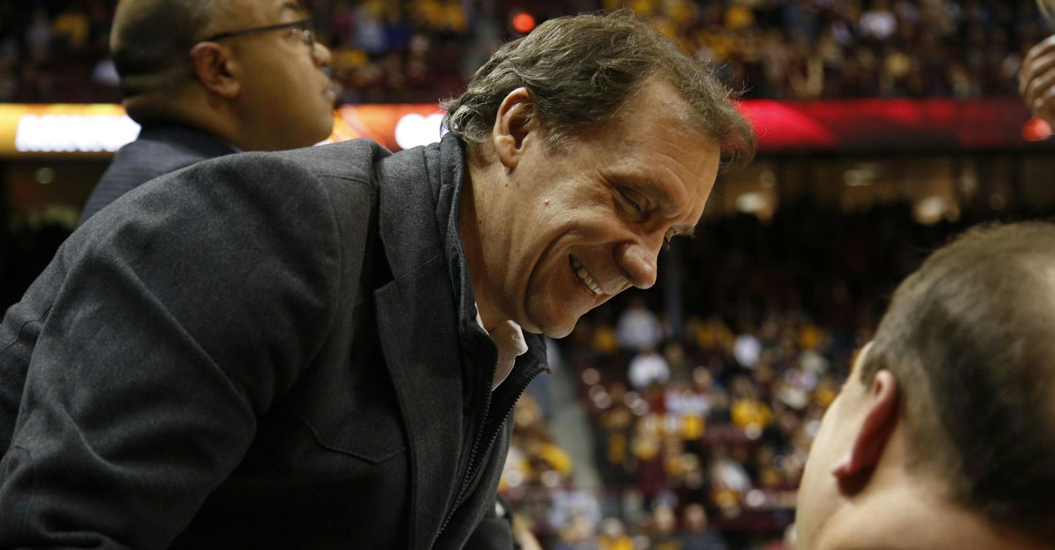 Former Timberwolves head coach Flip Saunders talked with ESPN commentator Dan Dakich during half time of the Gopher game against Indiana at WIlliam's Arena in Minneapolis, Min., Tuesday, February 26, 2013. ] (KYNDELL HARKNESS/STAR TRIBUNE) kyndell.harkness@startribune.com ORG XMIT: MIN1302271501440166 ORG XMIT: MIN1303301923353342