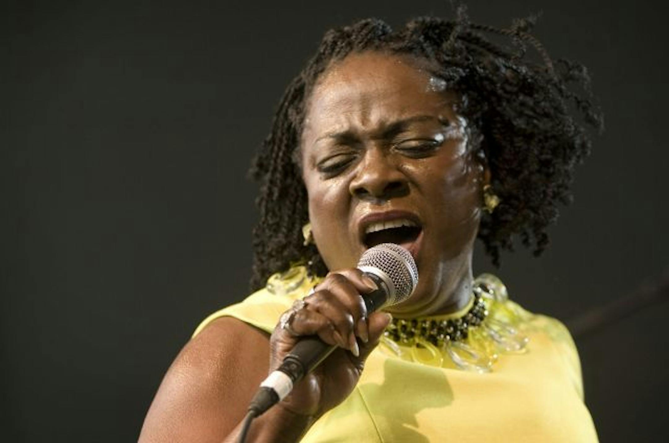 Sharon Jones performs Saturday at Rock the Garden