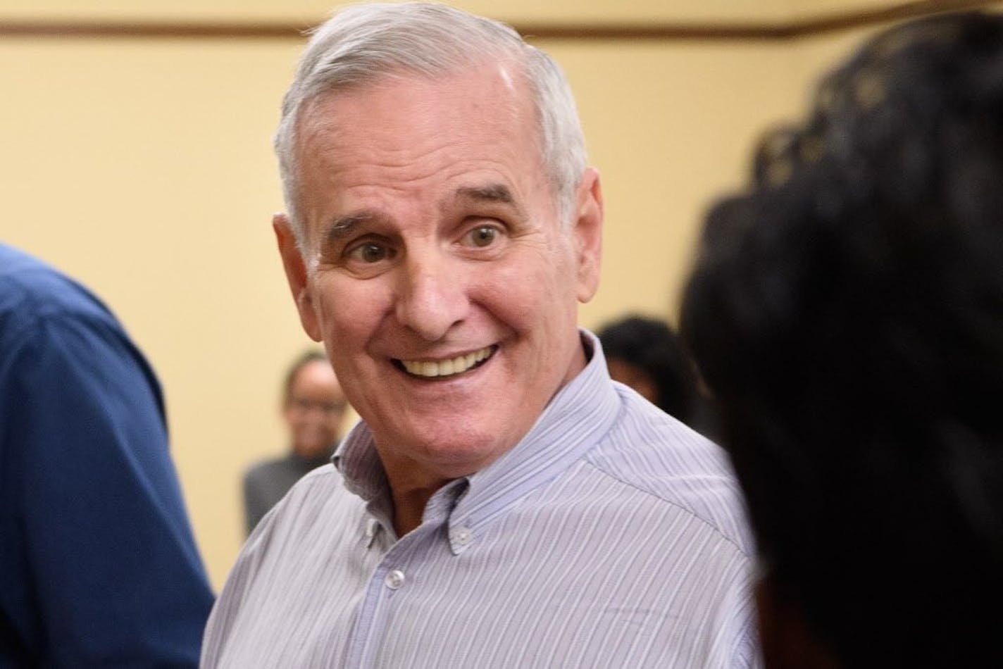 Governor Mark Dayton celebrated his 70th birthday with his staff in the State Capitol in January.