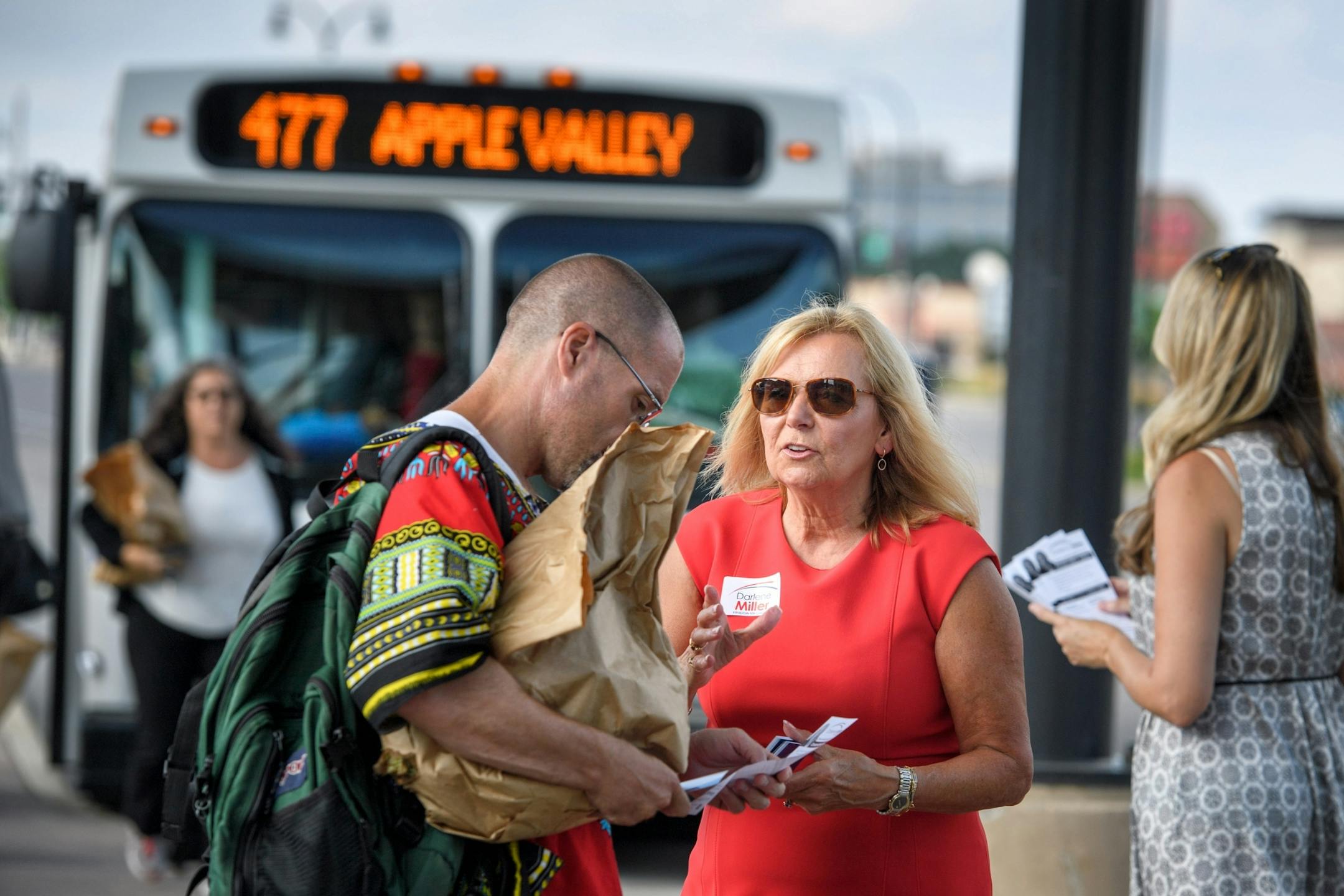Hours before the polls closed in Minnesota, Republican primary candidate Darlene Miller greeted evening commuters in Apple Valley and encouraged them to vote for her. She is running against three other Republicans for John Kline's seat in the second congressional district. The winner of this primary will run against Democrat Angie Craig.