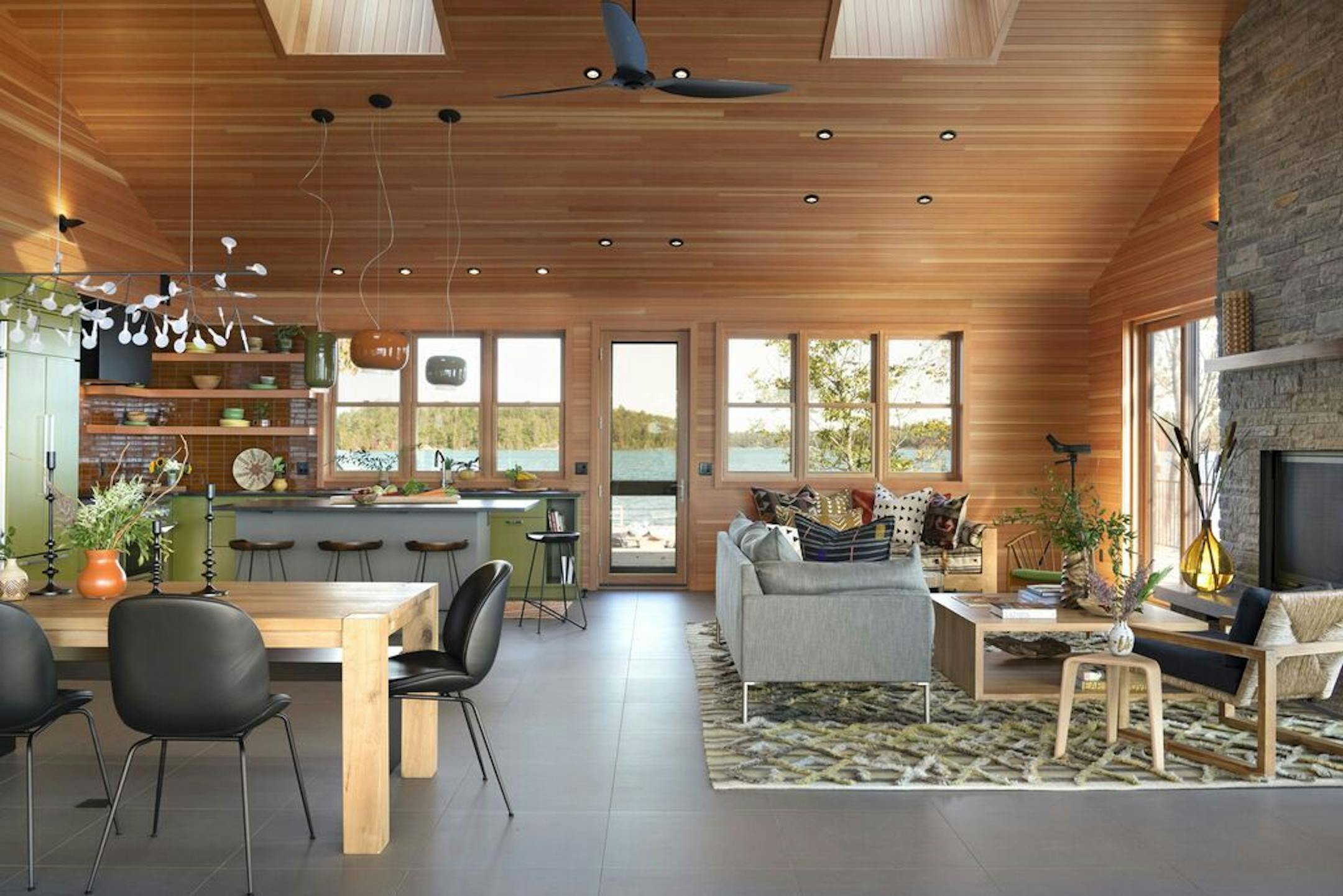 The dining area is open to the living area.